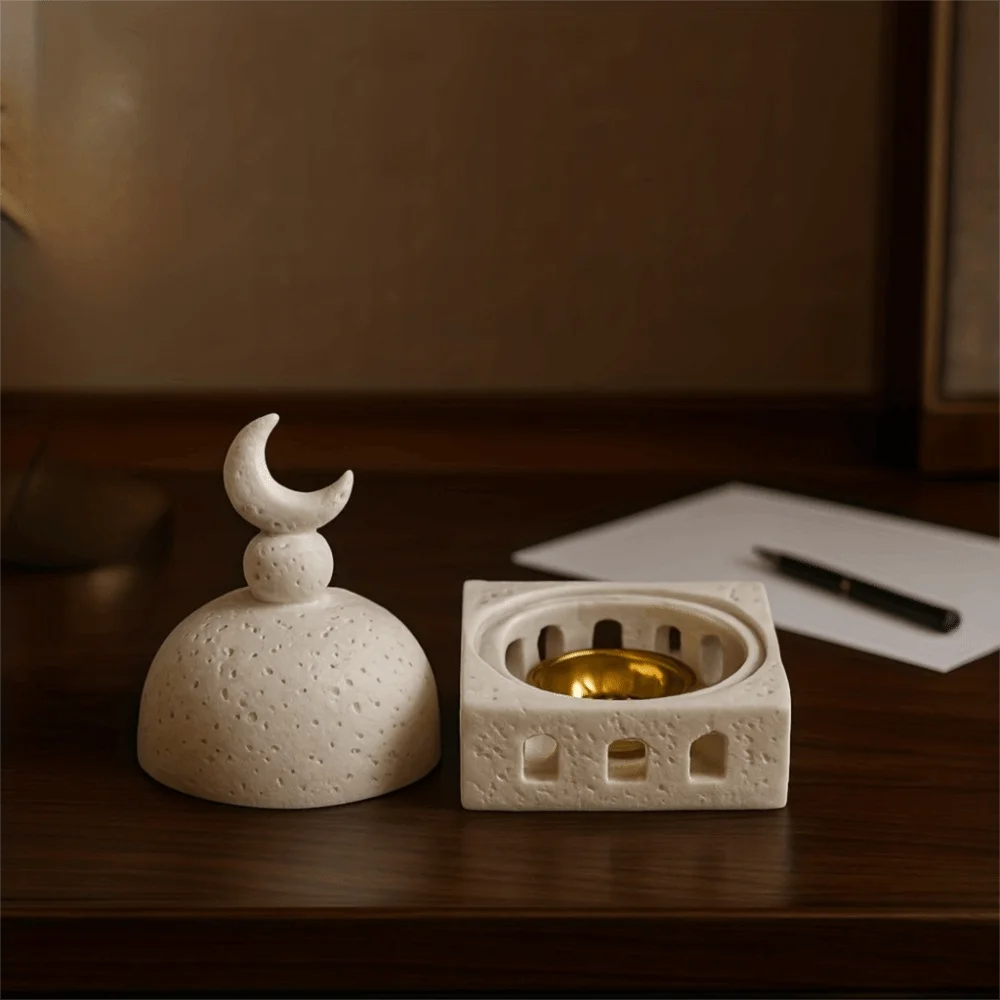 Castle Shape Middle East Aromatherapy Furnace Architectural Style Decorative Ramadan Aromatherapy Cup Resin Eid Desk Ornament