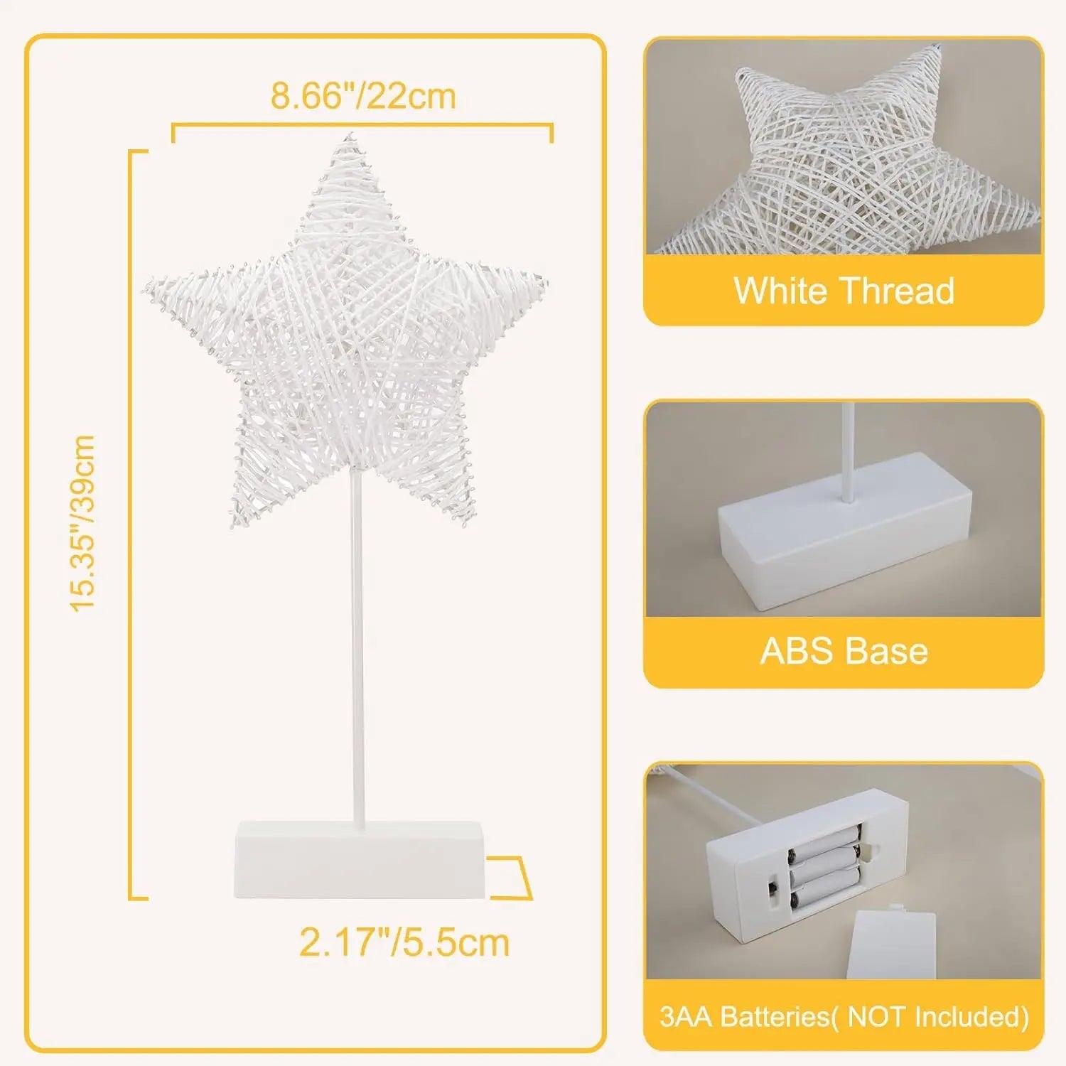 Battery Powered Star Moon Shaped Lamp, Bright LED Light Wrapped Iron Frame Christmas Family Bedroom Romantic Bedside Table Light