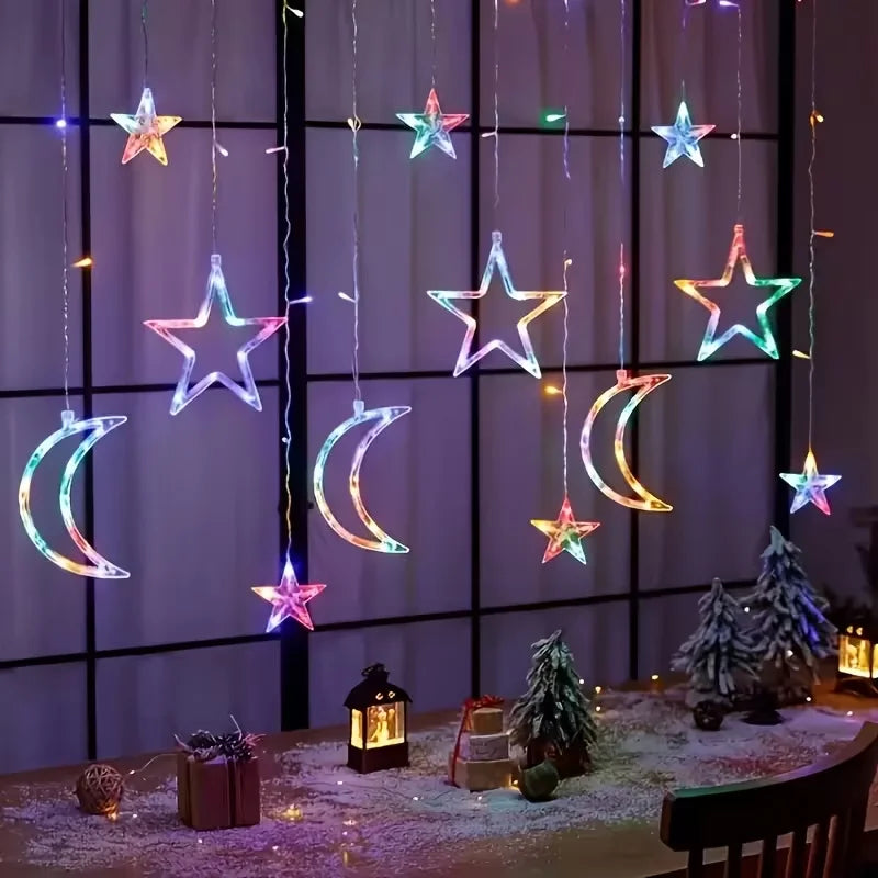USB LED Star Moon Curtain String Lights