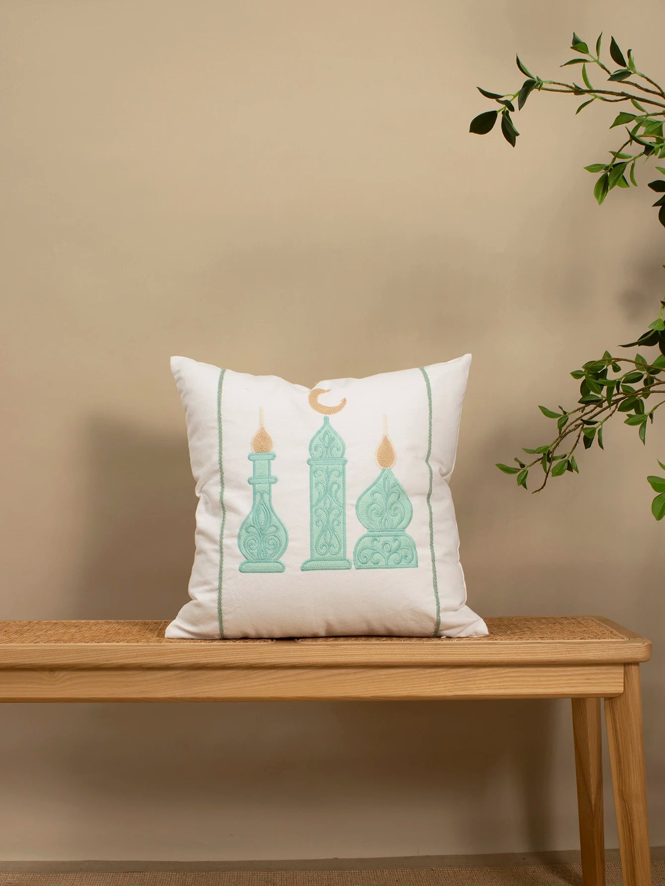 1pc Moon Castle Pattern Cushion Cover Blue Green Brown for Living Room Bedroom Car - Polyester Decorative Pillowcase