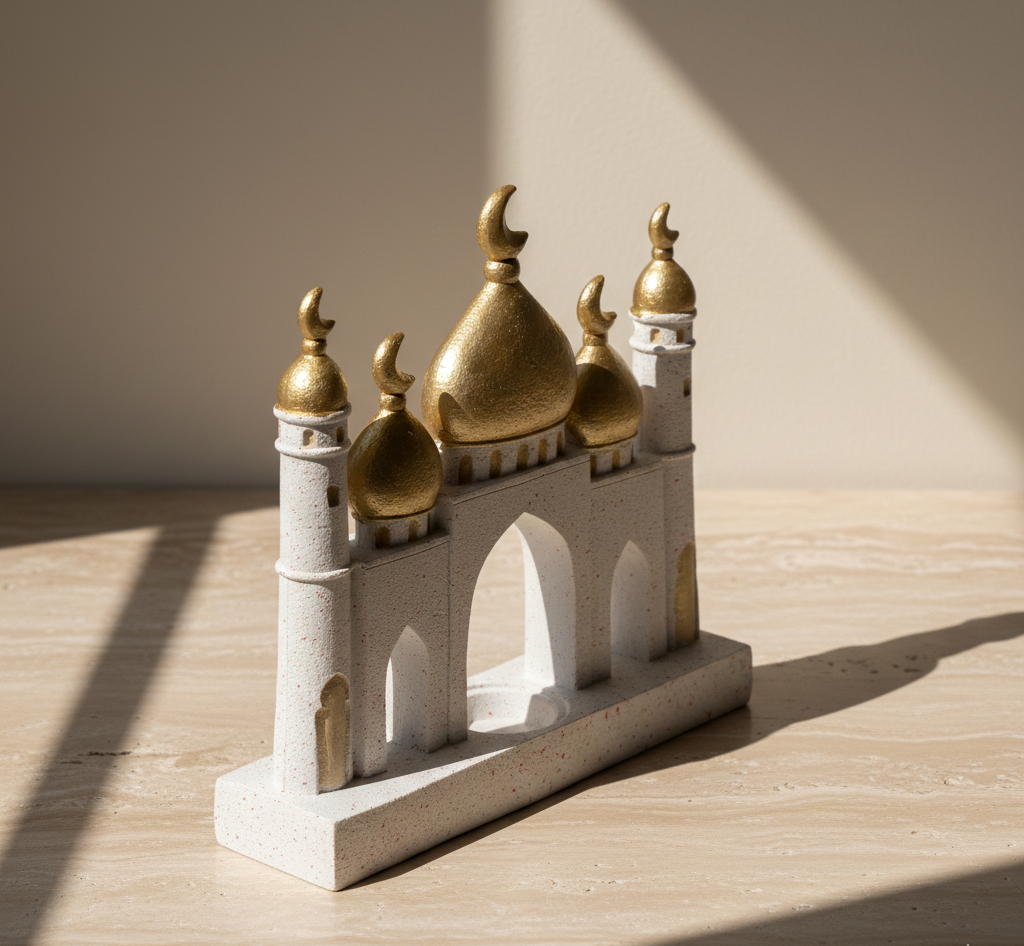 Middle Eastern Castle Decor Jewelry Storage Tray With Crescent Dome Handmade Resin Organizer Islamic Style Vanity Ramadans Gift 