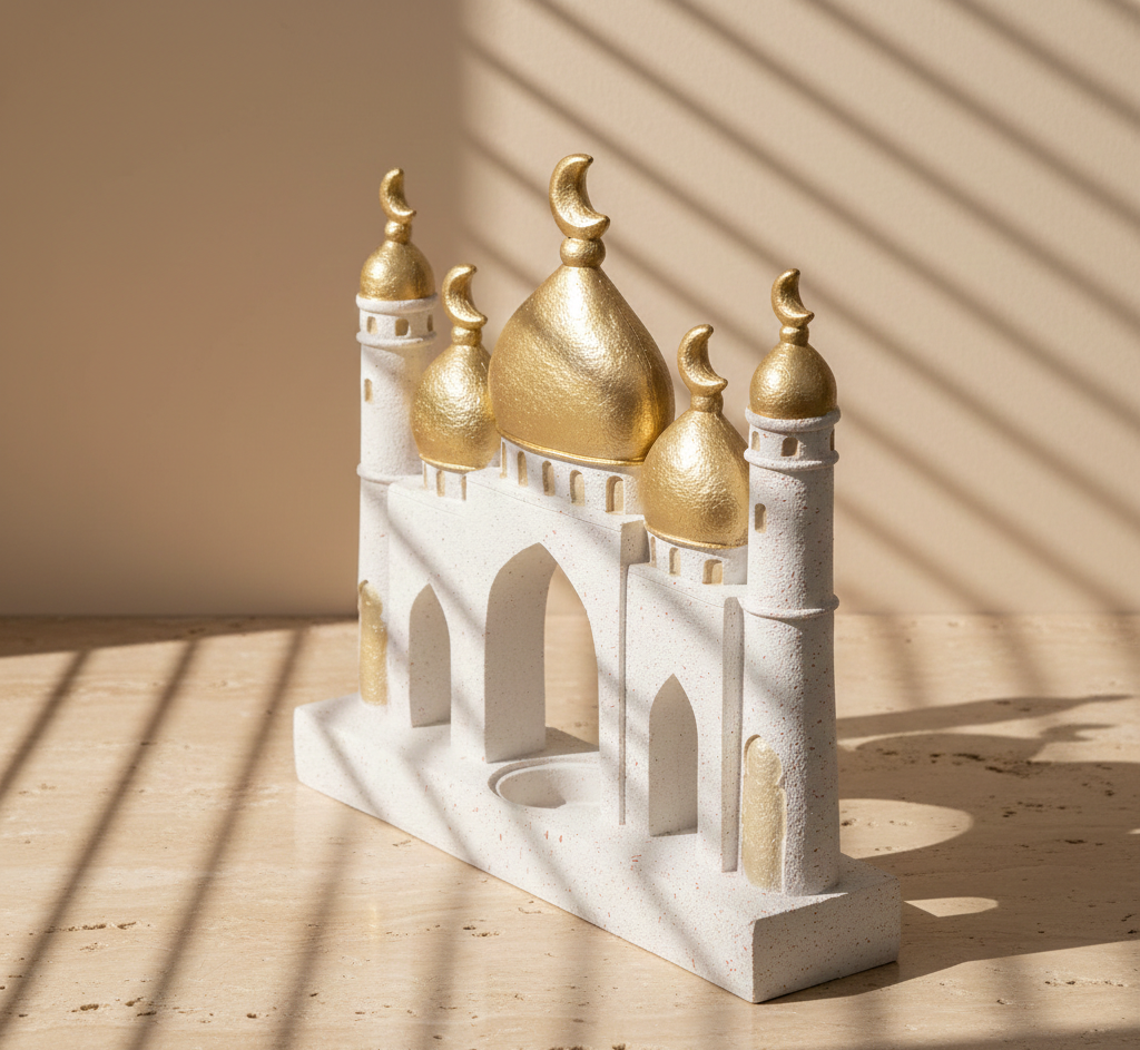 Middle Eastern Castle Decor Jewelry Storage Tray With Crescent Dome Handmade Resin Organizer Islamic Style Vanity Ramadans Gift 