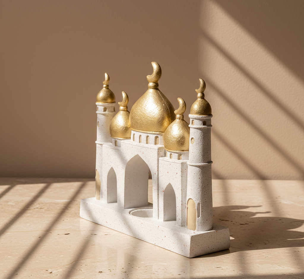 Middle Eastern Castle Decor Jewelry Storage Tray With Crescent Dome Handmade Resin Organizer Islamic Style Vanity Ramadans Gift 