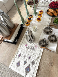 Linen Ramadan Embroidery Table Runner 