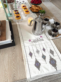 Linen Ramadan Embroidery Table Runner 