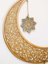 Ramadan Kareem Wall Hanging Decor Islamic Moon Star Lantern Ornaments with Tassel Muslim Festival Decoration for Home Party Gift 