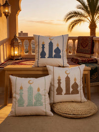 1pc Moon Castle Pattern Cushion Cover Blue Green Brown for Living Room Bedroom Car - Polyester Decorative Pillowcase 