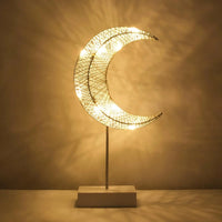 Battery Powered Star Moon Shaped Lamp, Bright LED Light Wrapped Iron Frame Christmas Family Bedroom Romantic Bedside Table Light 