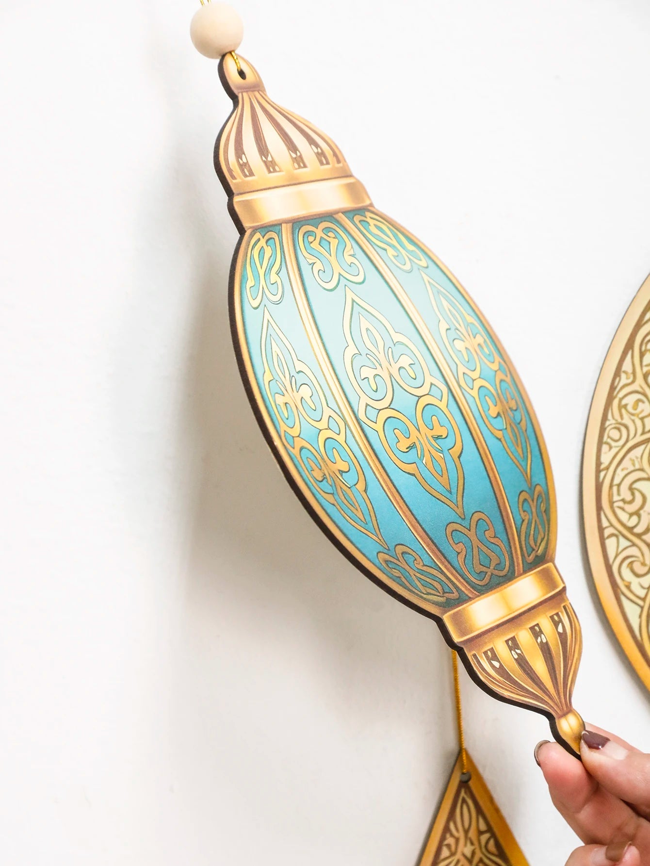 Ramadan Kareem Wall Hanging Decor Islamic Moon Star Lantern Ornaments with Tassel Muslim Festival Decoration for Home Party Gift 
