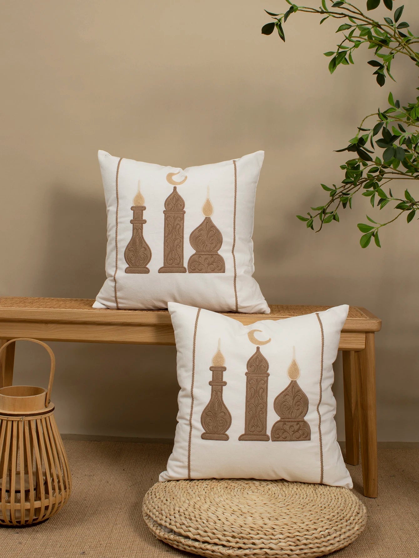 1pc Moon Castle Pattern Cushion Cover Blue Green Brown for Living Room Bedroom Car - Polyester Decorative Pillowcase 