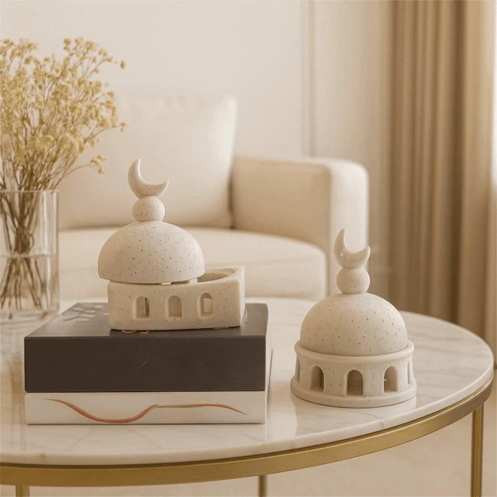 Castle Shape Middle East Aromatherapy Furnace Architectural Style Decorative Ramadan Aromatherapy Cup Resin Eid Desk Ornament 